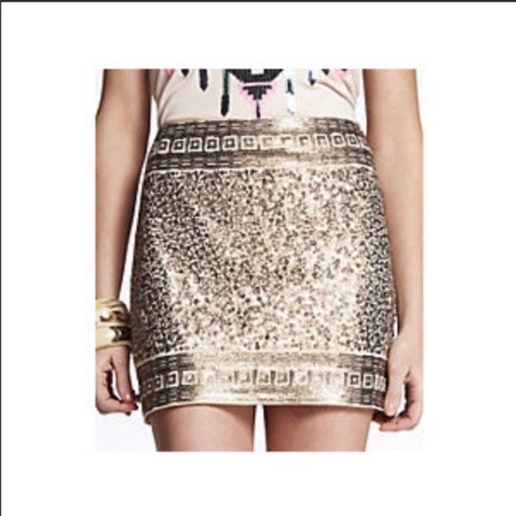 Express Dresses & Skirts - Express | Gold Sequin Mini Skirt Size: Small